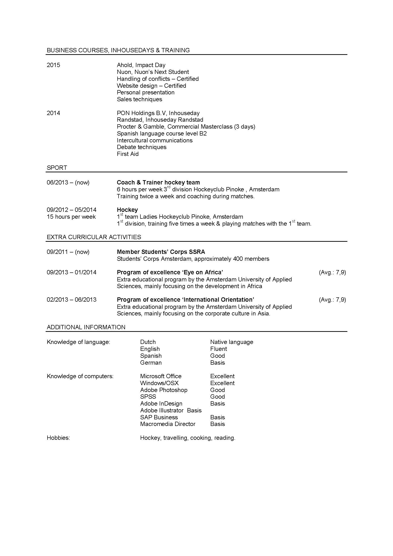 Voorbeeld Curriculum Vitae Engels Sollicitatieblog